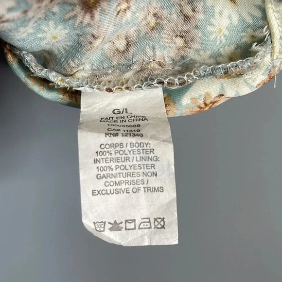 GARAGE Floral Printed Satin Handkerchief Tie Crop Top Sea-foam Blue Open Back L - Picture 8 of 10